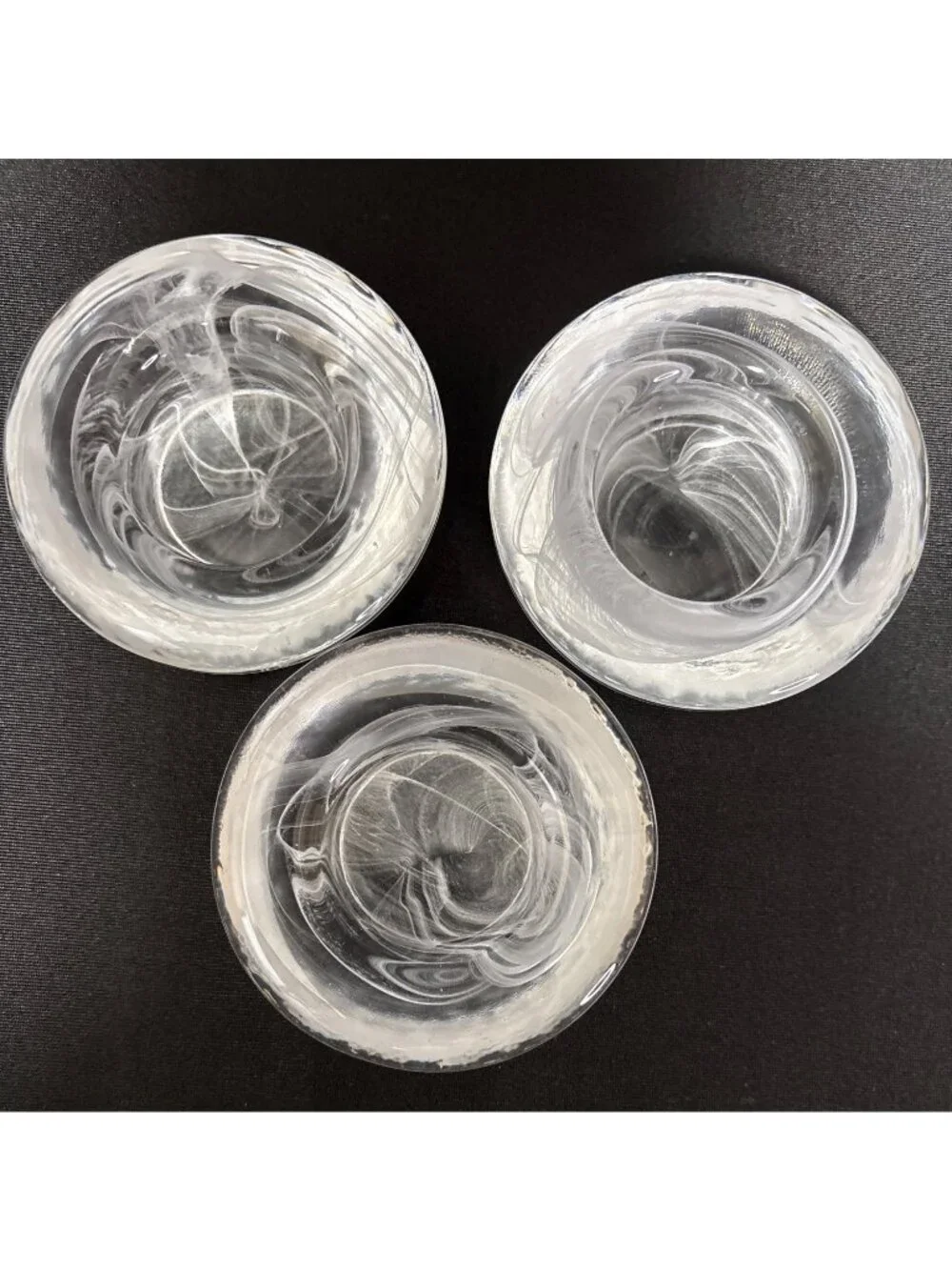 Set Of 6 Swirl Votive Candle Holders Clear Glass Decorative Round Bowls Tealight